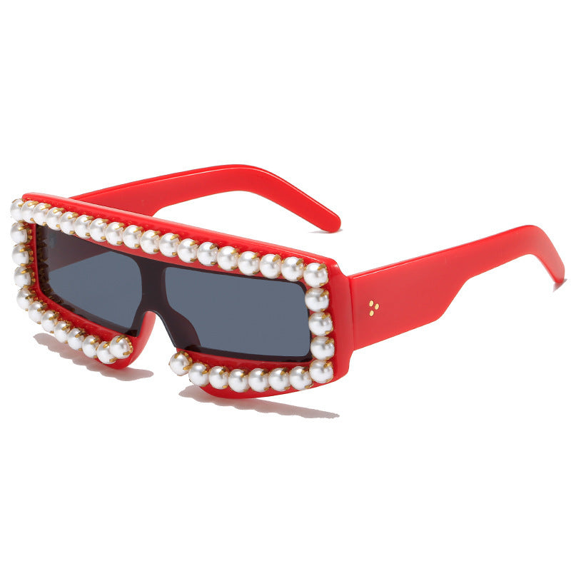 Wholesale PC Inlaid Diamond Large Frame One Piece Sunglasses